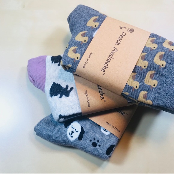 Peach Avalanche Accessories - 🐰🦆🐶 NEW 3 Pairs Dog Duck Rabbit Women’s Socks